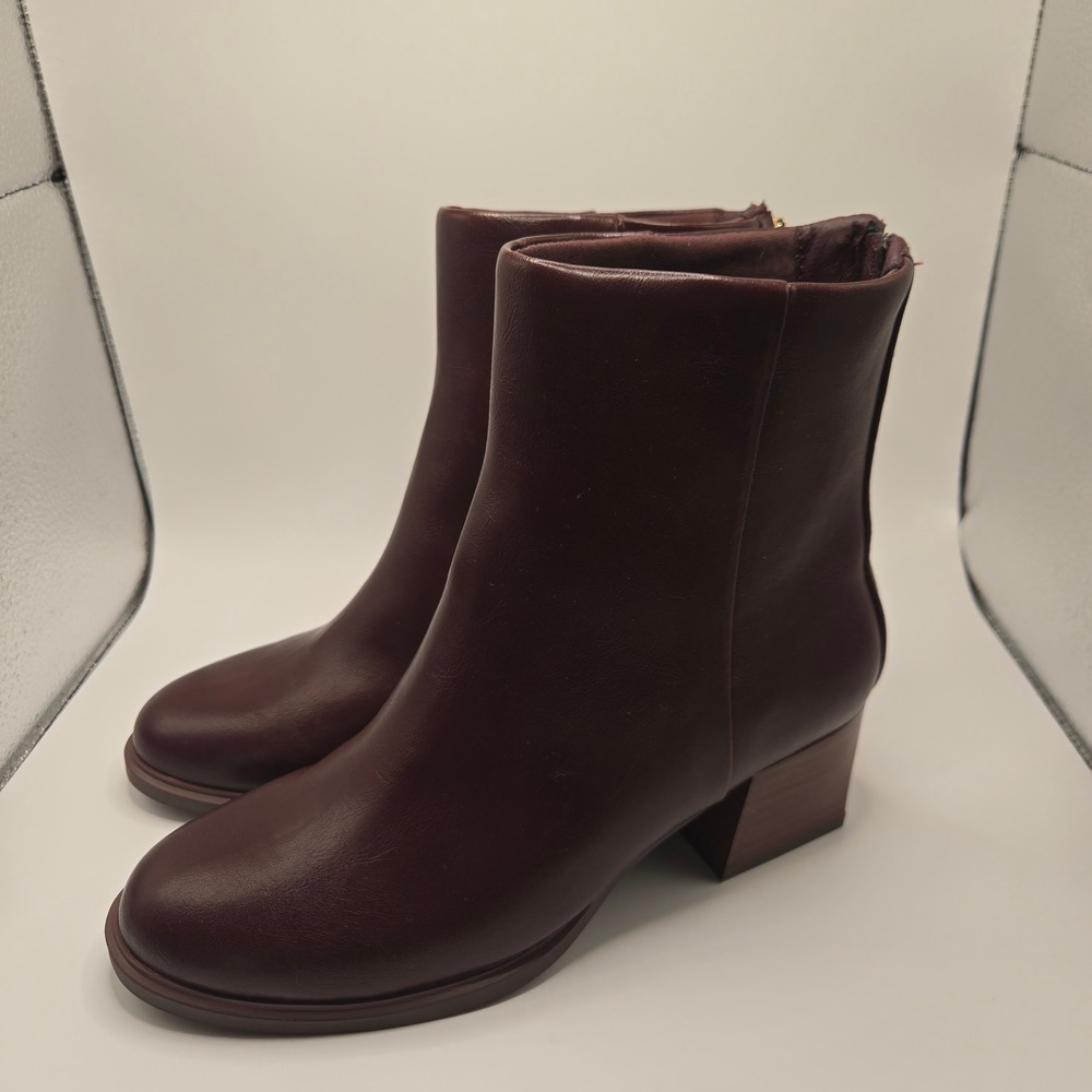 Baretraps Bessie Boots Womens 5.5M Burgundy Block Heel Back Zip (S11)
